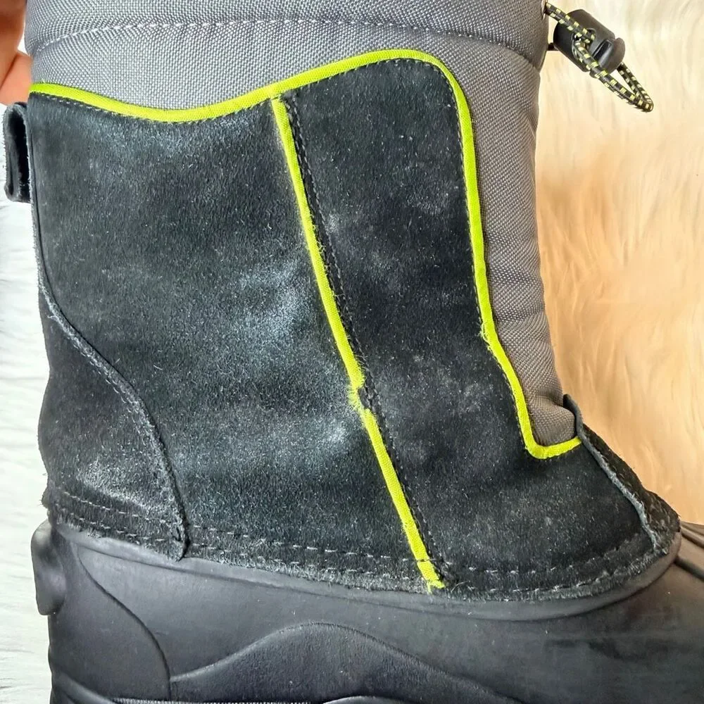 TOTES Big Kids Black Leather Duck Winter Snow Boots Size 6